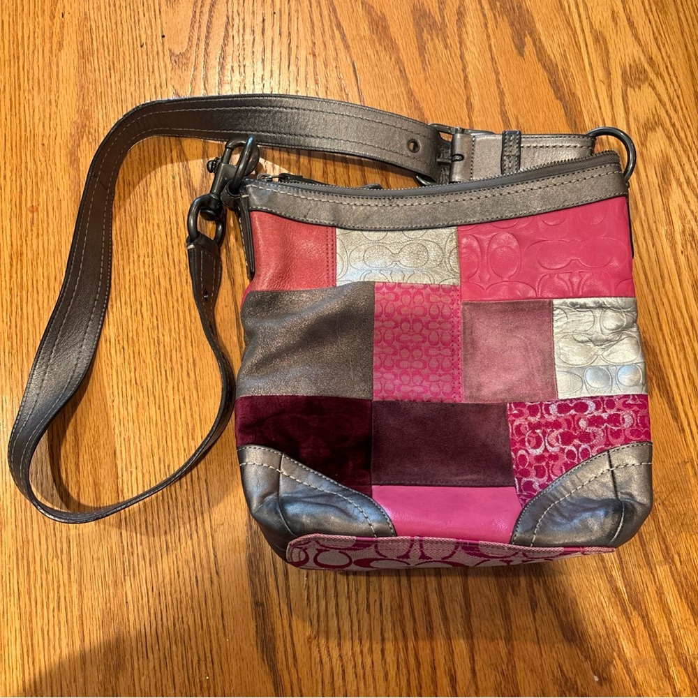 Coach Patchwork Leather & Fabric Crossbody - Pink… - image 1